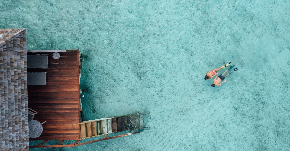 Snorkeling at the Ocean Jacuzzi Villa in Veligandu Maldives