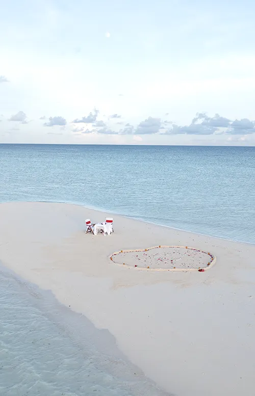 Sand bank wedding proposals in Veligandu Maldives