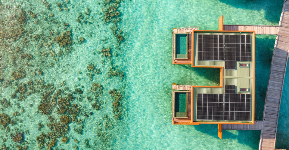 Solar Panel atop ocean Pool Villas at Veligandu Maldives