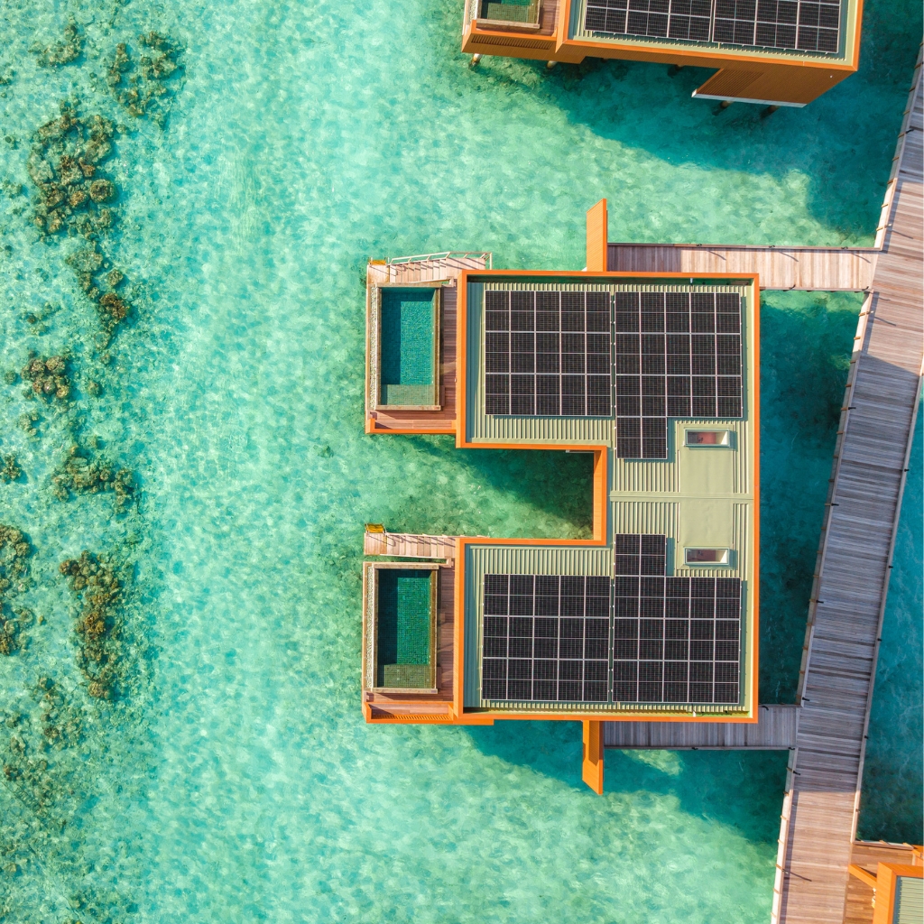 Solar Roofing at Veligandu Maldive water villas