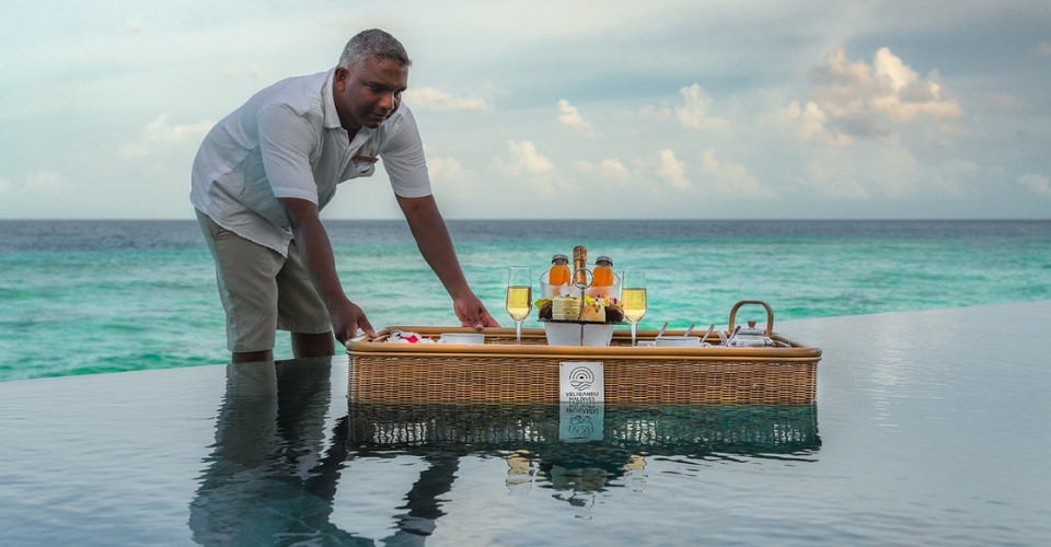 Sunset floating Tea Experience at Veligandu Maldives