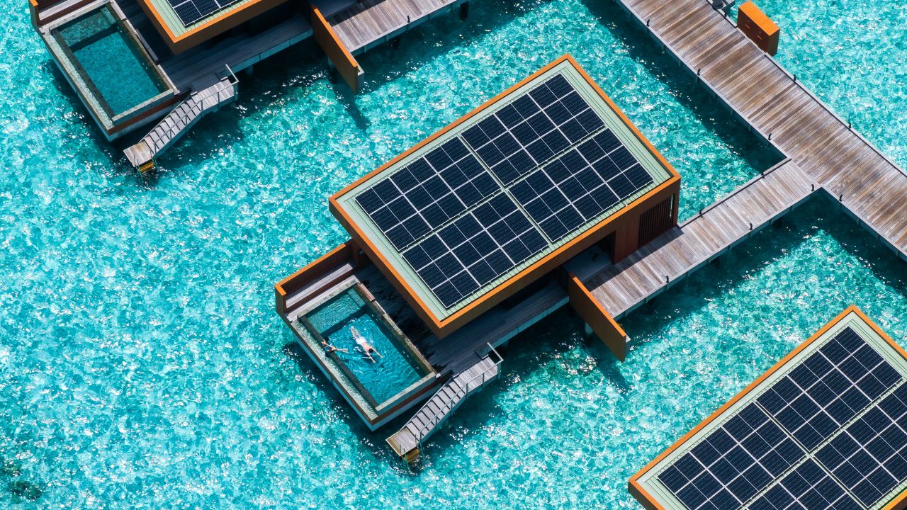 Solar power as a renewable energy is championed by Veligandu Maldives