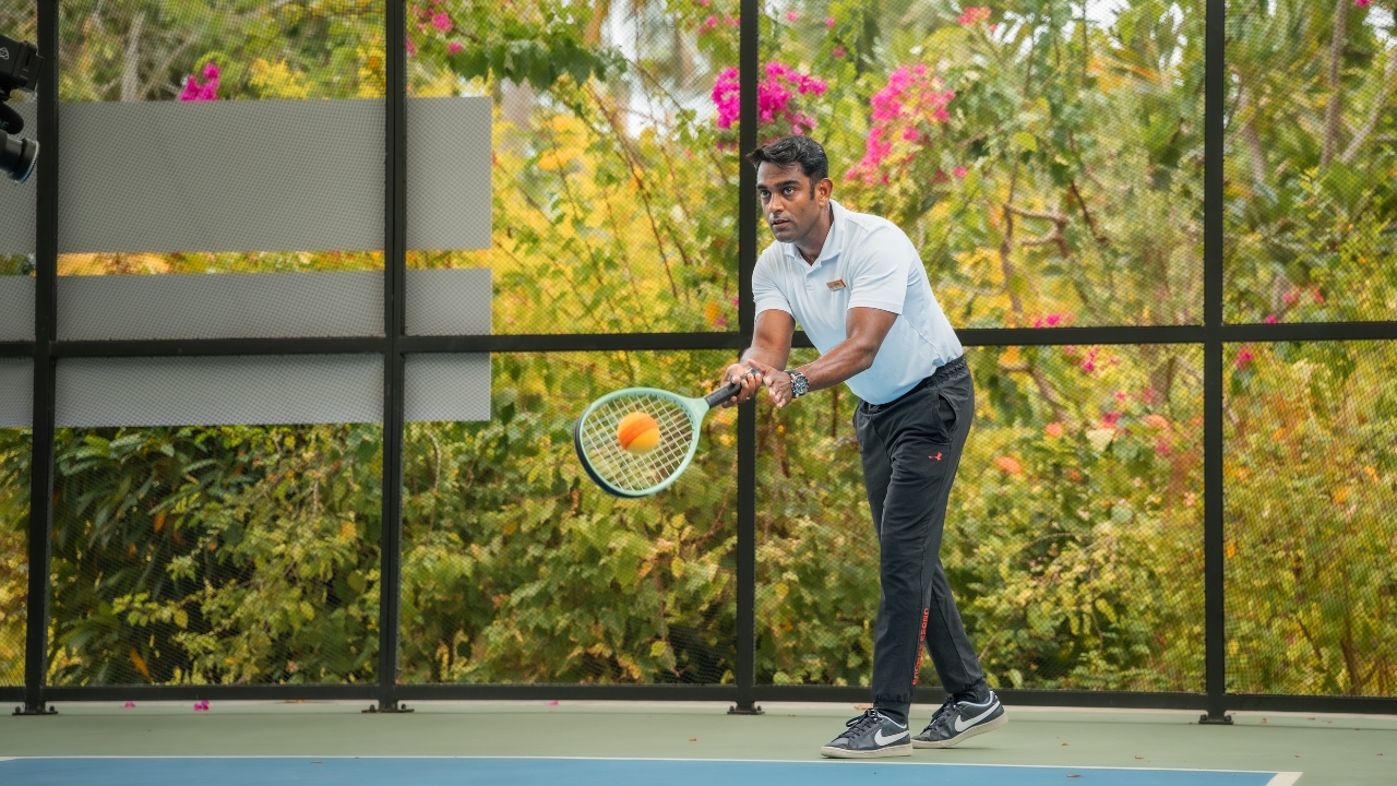 Tipty is an easy racquet sport you can play at the Pickel Ball court at Veligandu Maldives